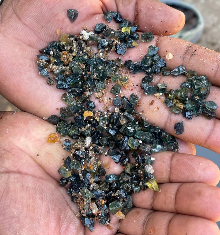 A handful of rough sapphires