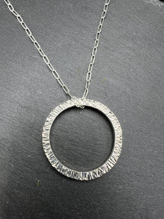 Hammered Open Circle Pendant - Small