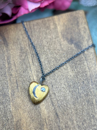 Moonstone Crescent Heart Necklace