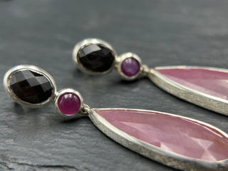 Shades of Pink & Chocolate Sapphire Earrings