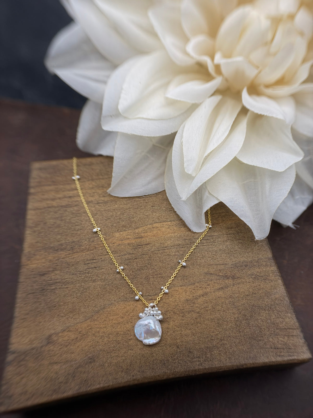 Keshi Pear Drew Drop Necklace -GF