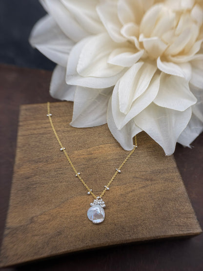 Keshi Pear Drew Drop Necklace -GF