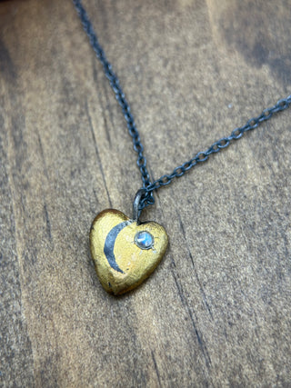 Moonstone Crescent Heart Necklace