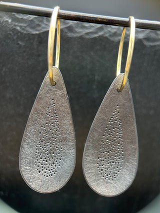 Oxidized Silver Pear-Shaped Earrings