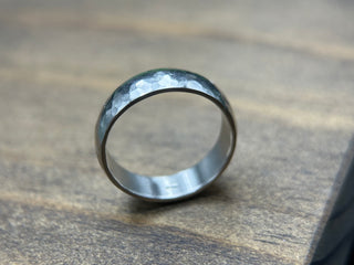 Hammered Ball Peen White Gold Band