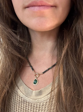 Benthic Talisman- Emerald and Black Opal Convertible Necklace