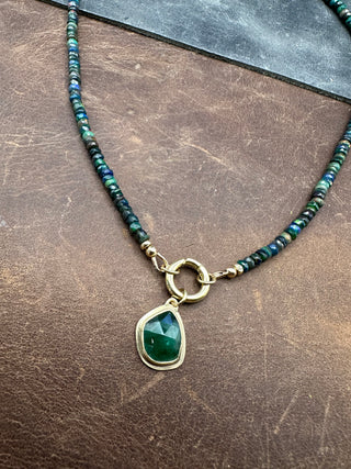 Benthic Talisman- Emerald and Black Opal Convertible Necklace