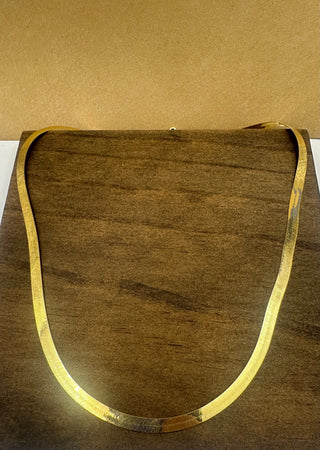 Flat Herringbone Gold Chain Necklace