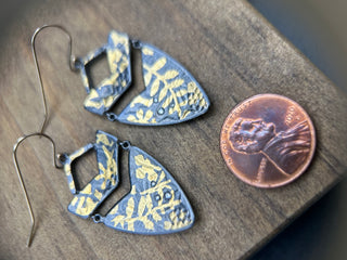 Silver & Gold Keum Boo Shield Dangle Earring