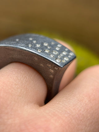 Oxidized Silver Flair Box Ring