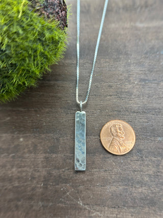 Slender Hammered Rectangle Pendant