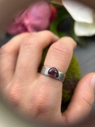 Textured Watermelon Tourmaline Wide Band