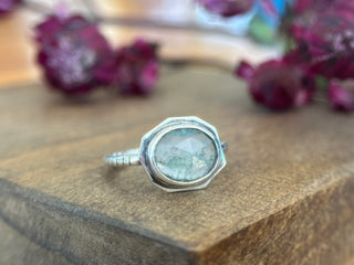 Moss Agate Edge Ring