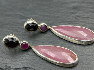 Shades of Pink & Chocolate Sapphire Earrings