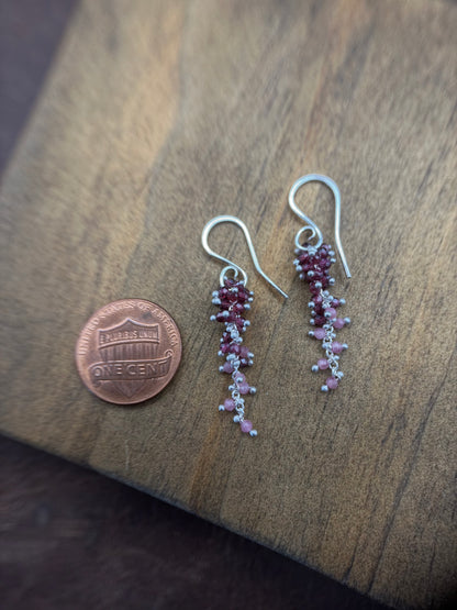 Wisteria Earrings Garnet & Pink Tourmaline- SS