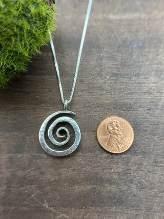 Hammered Silver Spiral Pendant