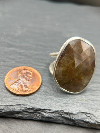 Double Shank Rose Cut Latte Sapphire Ring