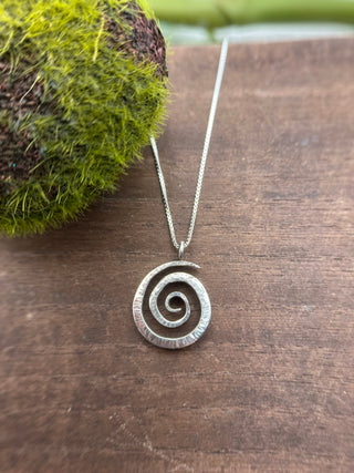 Hammered Silver Spiral Pendant