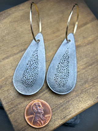 Oxidized Silver Pear-Shaped Earrings