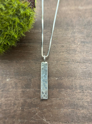 Slender Hammered Rectangle Pendant