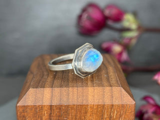 Rose Cut Moonstone Double Edge Ring