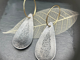 Oxidized Silver Pear-Shaped Earrings
