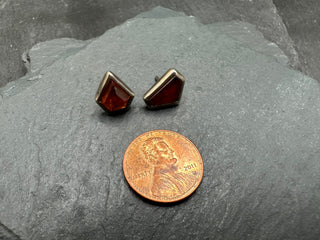 Assymetrical Garnet Studs