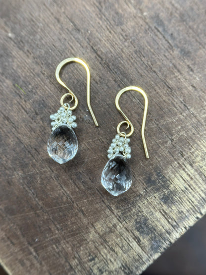Caviar Dew Drop Quartz Earrings