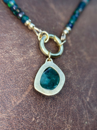 Benthic Talisman- Emerald and Black Opal Convertible Necklace