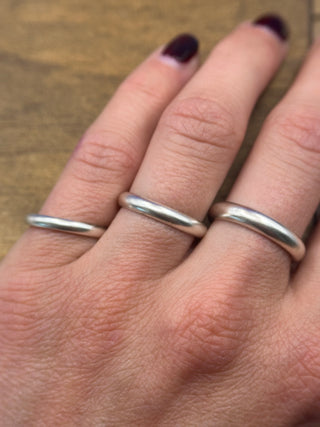 Simple Silver Half-Round Bands