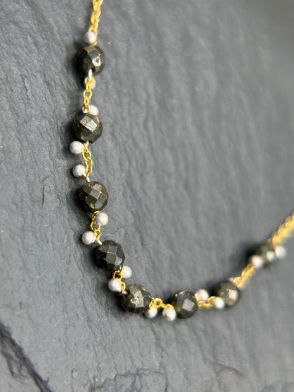 Little Rondelle Necklace -  Pyrite- GF