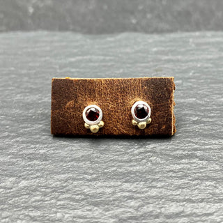 Garnet Studs in 14K Yellow Gold and Sterling Silver