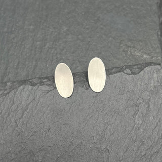 Brushed Oval Stud Earrings