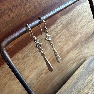 Diamond Bezel with Long Teardrop Earrings