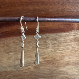 Diamond Bezel with Long Teardrop Earrings