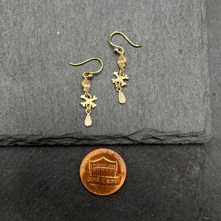 Tiny Skull + Crossbones + Pave Diamond Earrings