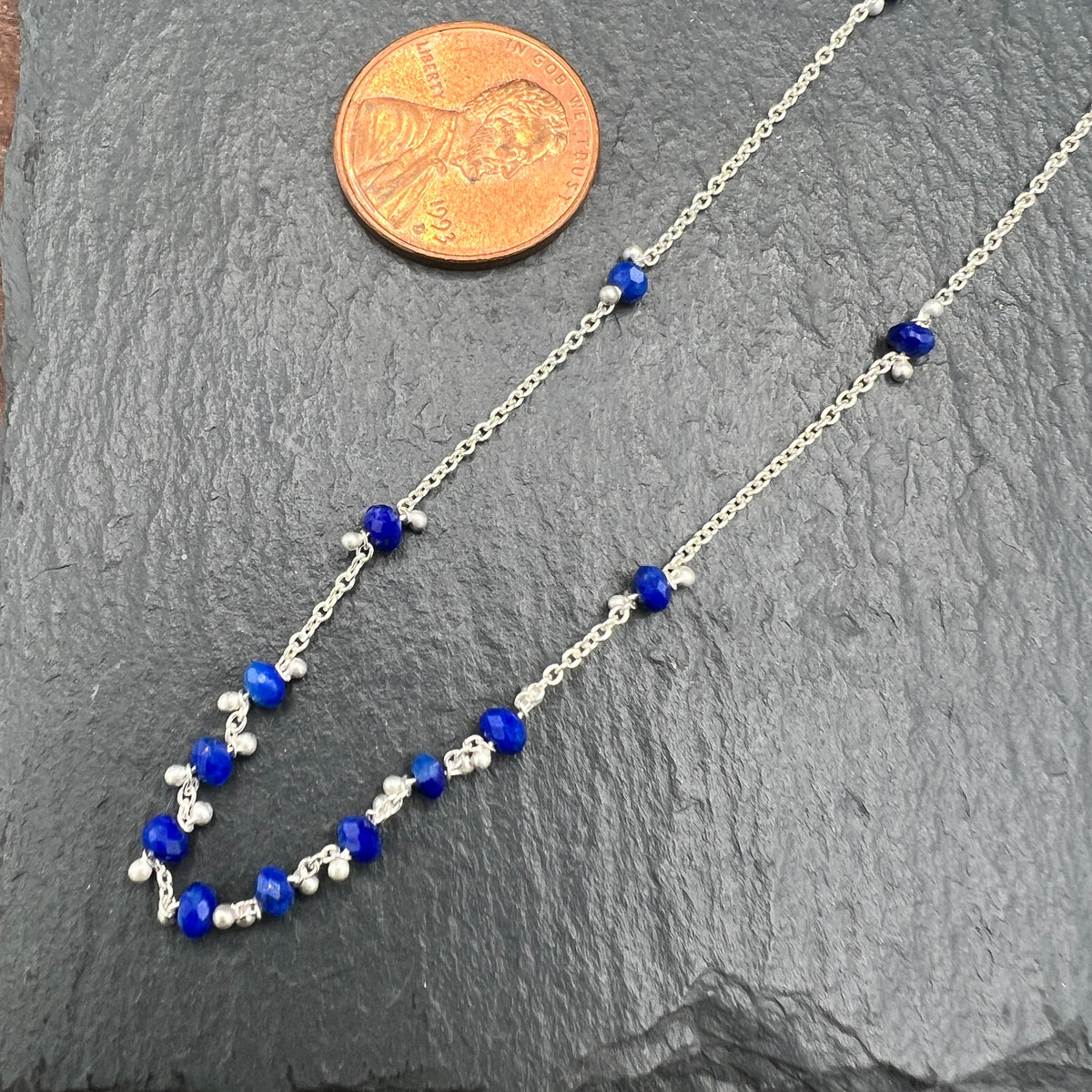 Little Rondelle Necklace - Lapis Lazuli - SS