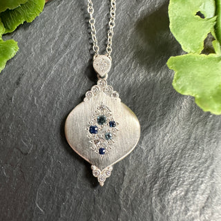 Rain Drop Pendant in Aqua and Sapphire