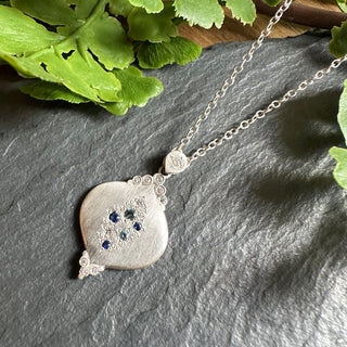 Rain Drop Pendant in Aqua and Sapphire