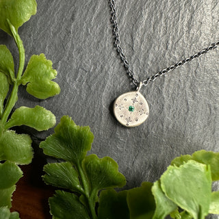 New Moon Charm Pendant in Emerald
