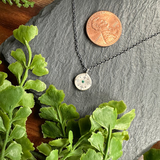 New Moon Charm Pendant in Emerald