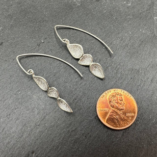 Triple Teardrop Earrings with Diamonds: Silver