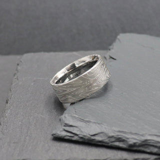 Damascus Steel Flat Ring - Kona