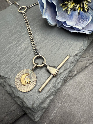 Crescent Star Round Aura Charm