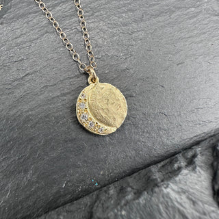 Diamond and Gold Moon Necklace