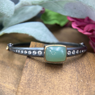 Chrysoprase and Diamond Cuff