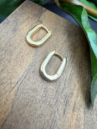 Oval Gold Huggie Hoops