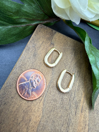 Oval Gold Huggie Hoops