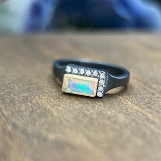 Opal and Diamond Signet Ring