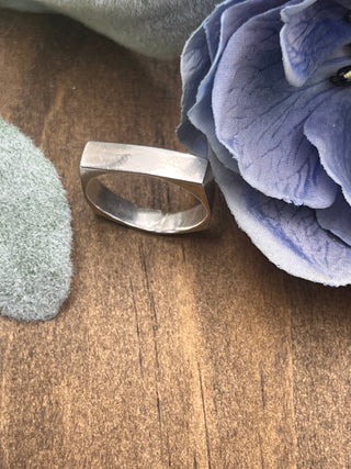 Silver Chunky Corner Ring